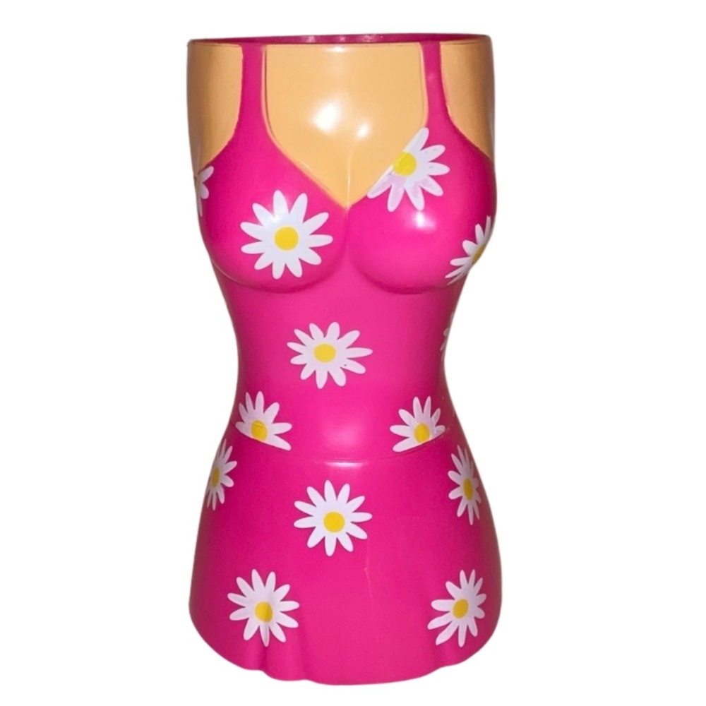 Vintage Barbie Pastel Pink Daisy Floral Y2K Whimsical Cup Boho Retro Folk Art
